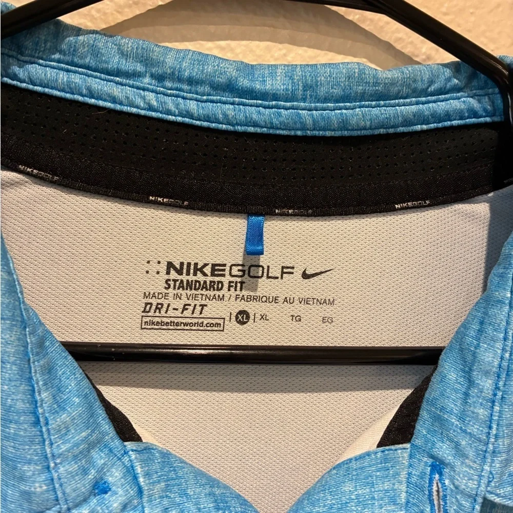 NIKE Golf Polo Shirt Standard Fit Dri-Fit Sz XL Blue Ombre Poly Stretch Mens
